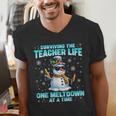 Surviving The Teacher Life Pjs Pajamas Christmas Xmas Teache Men's V-Neck T-Shirt, funny gift