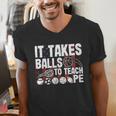 It Takes Balls To Teach Pe Teacher Chaos Coordinator US Flag Men's V-Neck T-Shirt, Pe Teacher Shirts, funny gift It Takes Balls To Teach Pe Teacher Chaos Coordinator US Flag Men's V-Neck T-Shirt, Pe Teacher Shirts, funny gift