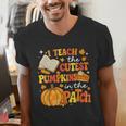 I Teach The Coolest Pumpkins In The Patch Teacher Halloween Men's V-Neck T-Shirt, funny gift I Teach The Coolest Pumpkins In The Patch Teacher Halloween Men's V-Neck T-Shirt, funny gift