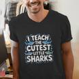 I Teach The Cutest Little Sharks Teacher School Men's V-Neck T-Shirt, funny gift I Teach The Cutest Little Sharks Teacher School Men's V-Neck T-Shirt, funny gift