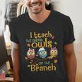 I Teach The Cutest Owls On The Branch Teacher Fall Autumn Men's V-Neck T-Shirt, funny gift