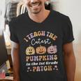 I Teach The Cutest Pumpkins In The Patch 1st Grade Teacher For Men Women Kids Men's V-Neck T-Shirt, funny gift I Teach The Cutest Pumpkins In The Patch 1st Grade Teacher For Men Women Kids Men's V-Neck T-Shirt, funny gift
