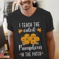 I Teach The Cutest Pumpkins In The Patch Halloween Teacher Men's V-Neck T-Shirt, funny gift