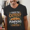 I Teach The Cutest Pumpkins In The Patch Halloween Teacher Men's V-Neck T-Shirt, funny gift