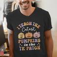I Teach The Cutest Pumpkins In The TK Patch TK Teacher Fall Men's V-Neck T-Shirt, funny gift