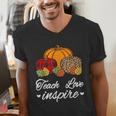 Teach Love Inspire Autumn Fall Plaid Leopard Pumpkin Teacher For Men Women Kids Men's V-Neck T-Shirt, funny gift Teach Love Inspire Autumn Fall Plaid Leopard Pumpkin Teacher For Men Women Kids Men's V-Neck T-Shirt, funny gift