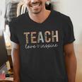 Teach Love Inspire Leopard Back To School Cute Teacher Men Women Girls Kids Men's V-Neck T-Shirt, funny gift