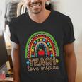 Teach Love Inspire Rainbow Leopard Cheetah Print Teacher Men's V-Neck T-Shirt, funny gift Teach Love Inspire Rainbow Leopard Cheetah Print Teacher Men's V-Neck T-Shirt, funny gift
