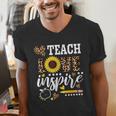 TEACH LOVE INSPIRE Teacher Sunflower Appreciation Men's V-Neck T-Shirt, funny gift TEACH LOVE INSPIRE Teacher Sunflower Appreciation Men's V-Neck T-Shirt, funny gift