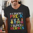I Teach Pre-K Superheroes Students Teacher Back To School Men's V-Neck T-Shirt, funny gift