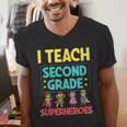 I Teach Second Grade Superheroes Teacher Superhero Men's V-Neck T-Shirt, funny gift I Teach Second Grade Superheroes Teacher Superhero Men's V-Neck T-Shirt, funny gift