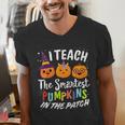 I Teach The Smartest Pumpkins The Patch Teacher Fall Season For Men Women Kids Men's V-Neck T-Shirt, funny gift