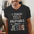 I Teach Tiny Humans About Jesus Teacher Sunday School Faith Men's V-Neck T-Shirt, funny gift I Teach Tiny Humans About Jesus Teacher Sunday School Faith Men's V-Neck T-Shirt, funny gift