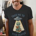 Teacher Alien Books UFO Reading Take Me To Your Reader Men's V-Neck T-Shirt, funny gift Teacher Alien Books UFO Reading Take Me To Your Reader Men's V-Neck T-Shirt, funny gift