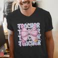 Teacher Bow Pencil Flowers Teacher Back To School Men's V-Neck T-Shirt, funny gift Teacher Bow Pencil Flowers Teacher Back To School Men's V-Neck T-Shirt, funny gift