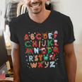 Teacher Christmas Alphabet Back To School Holiday Learning Men's V-Neck T-Shirt, funny gift Teacher Christmas Alphabet Back To School Holiday Learning Men's V-Neck T-Shirt, funny gift