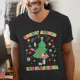 Teacher Christmas Shirts Pajama Matching Rockin' Around The Classroom -Adult Short Sleeve Small Modern Festive Christmas Teacher Xmas Vibes T-Shirt Men's V-Neck T-Shirt, funny gift