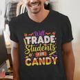 Teacher Cute Will Trade Students For Candy Halloween Costume Men's V-Neck T-Shirt, funny gift