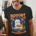 Teacher Halloween Ghost Reading Book Animal Boooks Are Men's V-Neck T-Shirt, funny gift