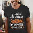 Teacher Halloween I Teach The Cutest Pumpkins In The Patch Men's V-Neck T-Shirt, funny gift Teacher Halloween I Teach The Cutest Pumpkins In The Patch Men's V-Neck T-Shirt, funny gift