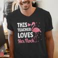 This Teacher Loves Her Flock Teaching Flamingo Girl Men's V-Neck T-Shirt, funny gift This Teacher Loves Her Flock Teaching Flamingo Girl Men's V-Neck T-Shirt, funny gift