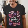 Teacher Positive Affirmations Candy Heart Valentine's Day Men's V-Neck T-Shirt, funny gift