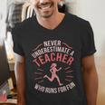 Teacher Who Runs Half Marathon Runner Running Lover Graphic Men's V-Neck T-Shirt, funny gift Teacher Who Runs Half Marathon Runner Running Lover Graphic Men's V-Neck T-Shirt, funny gift