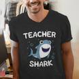 Teacher Shark Teaching Back To School Kindergarten Men's V-Neck T-Shirt, funny gift