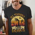 Teacher Shirt All Teachers Love Brains Halloween Men Women Men's V-Neck T-Shirt, funny gift