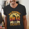 Teacher Shirts Halloween All Teachers Love Brains Men's V-Neck T-Shirt, funny gift Teacher Shirts Halloween All Teachers Love Brains Men's V-Neck T-Shirt, funny gift