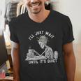 Teacher Skeleton Messy Bun I'Ll Just Wait Until Its Quiet Men's V-Neck T-Shirt, funny gift
