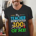 My Teacher Survived 100 Days Of Me Dab 100 Days Of School For Men Women Kids Men's V-Neck T-Shirt, funny gift My Teacher Survived 100 Days Of Me Dab 100 Days Of School For Men Women Kids Men's V-Neck T-Shirt, funny gift