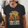Teacher All Teachers Love Brains Halloween Men's V-Neck T-Shirt, funny gift Teacher All Teachers Love Brains Halloween Men's V-Neck T-Shirt, funny gift