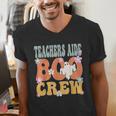Teachers Aide Boo Crew Ghost Groovy Halloween For Women Men's V-Neck T-Shirt, funny gift