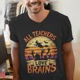 All Teachers Love Brains Halloween Teacher Men's V-Neck T-Shirt, funny gift