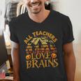 All Teachers Love Brains School Halloween Costume Men's V-Neck T-Shirt, funny gift