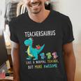 Teachersaurus Like A Normal Teacher But More Awesome Men's V-Neck T-Shirt, funny gift