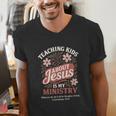 Teaching Kids About Jesus Is My Ministry Christian Teacher Men's V-Neck T-Shirt, funny gift Teaching Kids About Jesus Is My Ministry Christian Teacher Men's V-Neck T-Shirt, funny gift