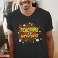 Teaching Is My Superpower Retro Comic Teacher Men's V-Neck T-Shirt, funny gift Teaching Is My Superpower Retro Comic Teacher Men's V-Neck T-Shirt, funny gift