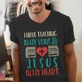 Teaching In My Veins Jesus In My Heart God Christian Teacher Men's V-Neck T-Shirt, funny gift Teaching In My Veins Jesus In My Heart God Christian Teacher Men's V-Neck T-Shirt, funny gift