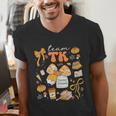 Team TK Crew Preppy Coquette Bow Pumpkin Fall TK Teacher Men's V-Neck T-Shirt, funny gift Team TK Crew Preppy Coquette Bow Pumpkin Fall TK Teacher Men's V-Neck T-Shirt, funny gift