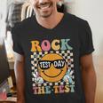 Test Day Rock The Test Teacher Testing Day You Got This Men's V-Neck T-Shirt, funny gift