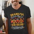 Thankful For My 5th Grade Turkeys Thanksgiving Teacher Fall Men's V-Neck T-Shirt, funny gift