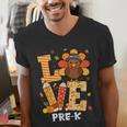 Thanksgiving Love Pre-K Teacher Turkey Autumn Fall For Men Women Girls Kids Men's V-Neck T-Shirt, funny gift