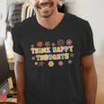 Think Happy Thoughts Teens Spring Positive Message Teachers For Men Women Girls Kids Men's V-Neck T-Shirt, funny gift