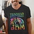 Tie Dye Teaching Social Studies Is My Jam Sunglasses Teacher Men's V-Neck T-Shirt, funny gift