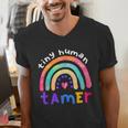 Tiny Human Tamer Watercolor Rainbow Daycare Teacher Men's V-Neck T-Shirt, funny gift Tiny Human Tamer Watercolor Rainbow Daycare Teacher Men's V-Neck T-Shirt, funny gift