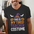 Tired Teacher Costume For Humor Halloween Men's V-Neck T-Shirt, funny gift