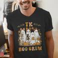 TK Boo Crew Preppy Halloween Floral Ghost TK Teacher Team TK Men's V-Neck T-Shirt, funny gift TK Boo Crew Preppy Halloween Floral Ghost TK Teacher Team TK Men's V-Neck T-Shirt, funny gift