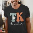 TK Teacher Retro Groovy Vintage Happy First Day Of School Men's V-Neck T-Shirt, Groovy Teacher Shirts, funny gift TK Teacher Retro Groovy Vintage Happy First Day Of School Men's V-Neck T-Shirt, Groovy Teacher Shirts, funny gift